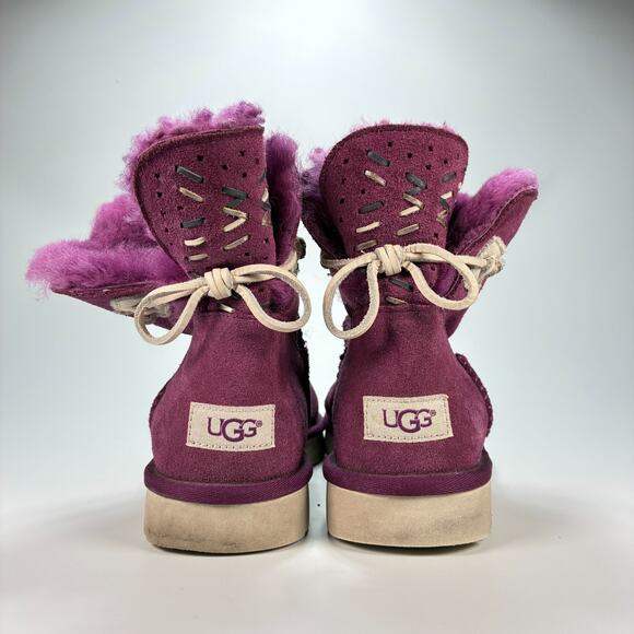 UGG Adoria Tehuano Purple Suede Back Lace Winter Ankle Boots Women's Size 11 - Picture 5 of 9